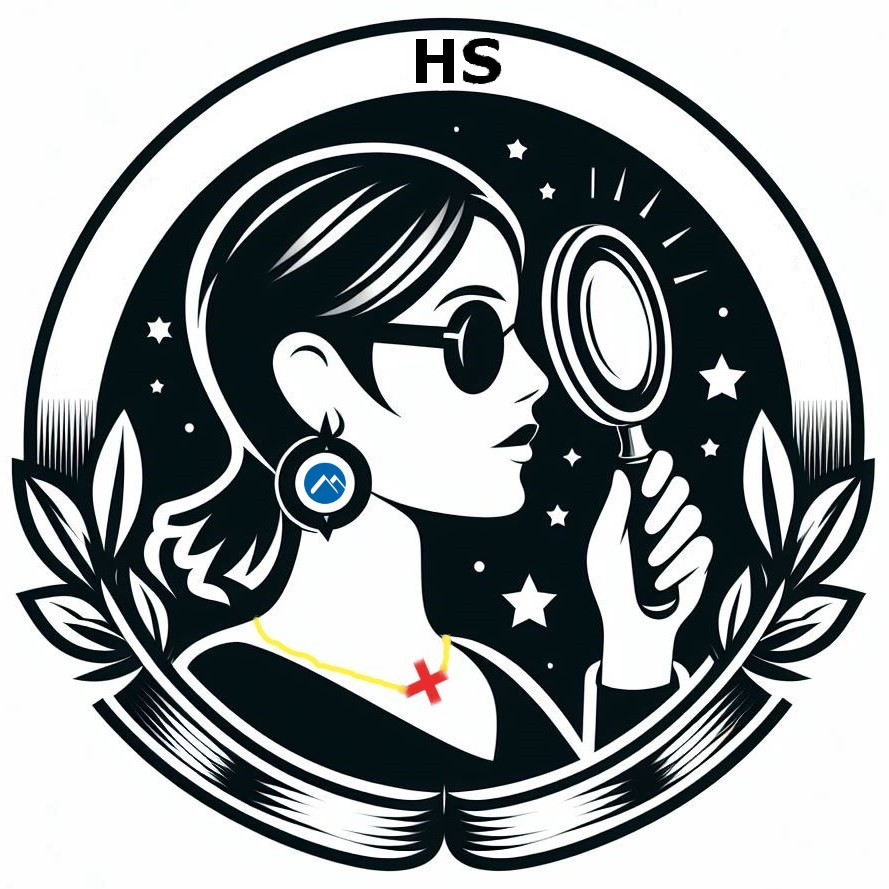 Logo for youtube-kanalen The senior librarian. Svart på hvit bakgrunn