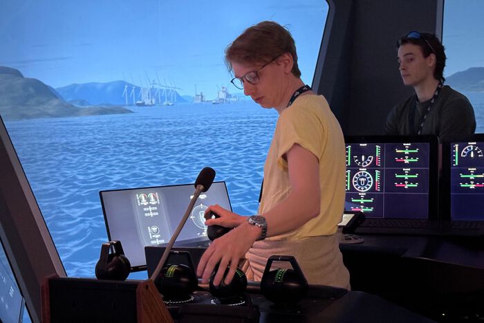 Students testing out offshore simulation technology.