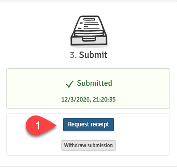 Picture of confirmation of submission of exam in WISEflow