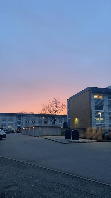 Utenfor leiligheten min i Stengårdsvej 46. (Foto: June Fjellvik 2024).