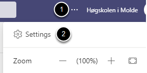 Bilde som viser meny (tre prikker) og deretter menyvalg Settings